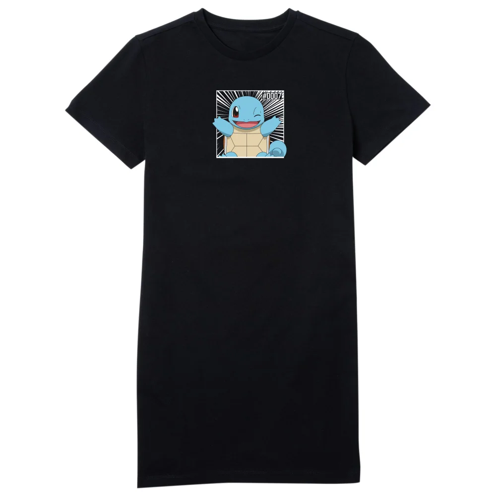 Pokémon Pokédex Squirtle #0007 Women's T-Shirt Dress - Black - L Afbeelding 1