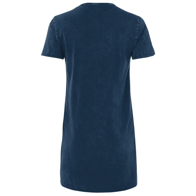 Pokemon Generation 7 Monochrome Starters Women's T-Shirt Dress - Navy Acid Wash