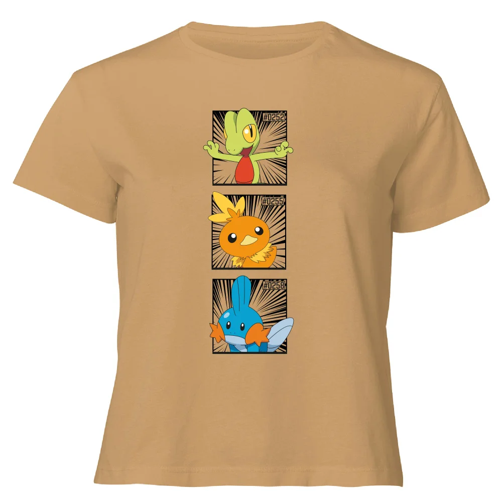 Pokemon Generation 3 Starters Women's Cropped T-Shirt - Tan - XL Afbeelding 1