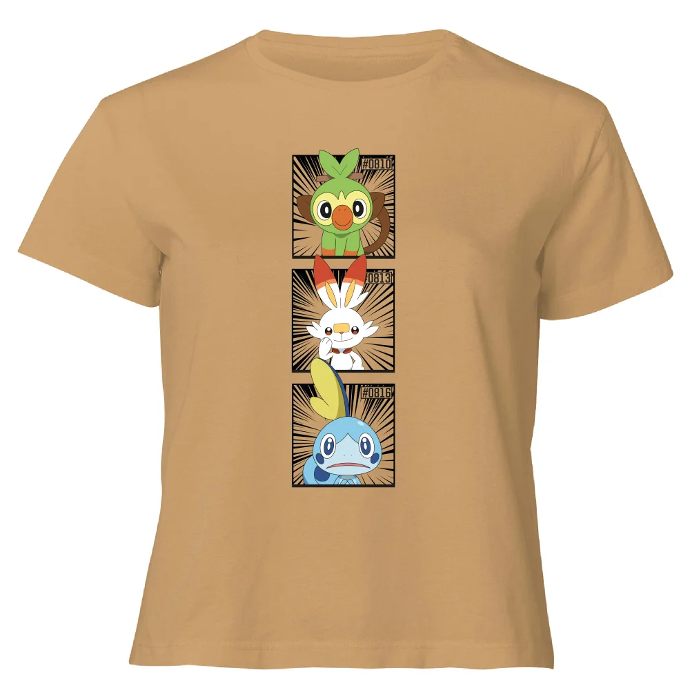 Pokemon Generation 8 Starters Women's Cropped T-Shirt - Tan - XL Afbeelding 1