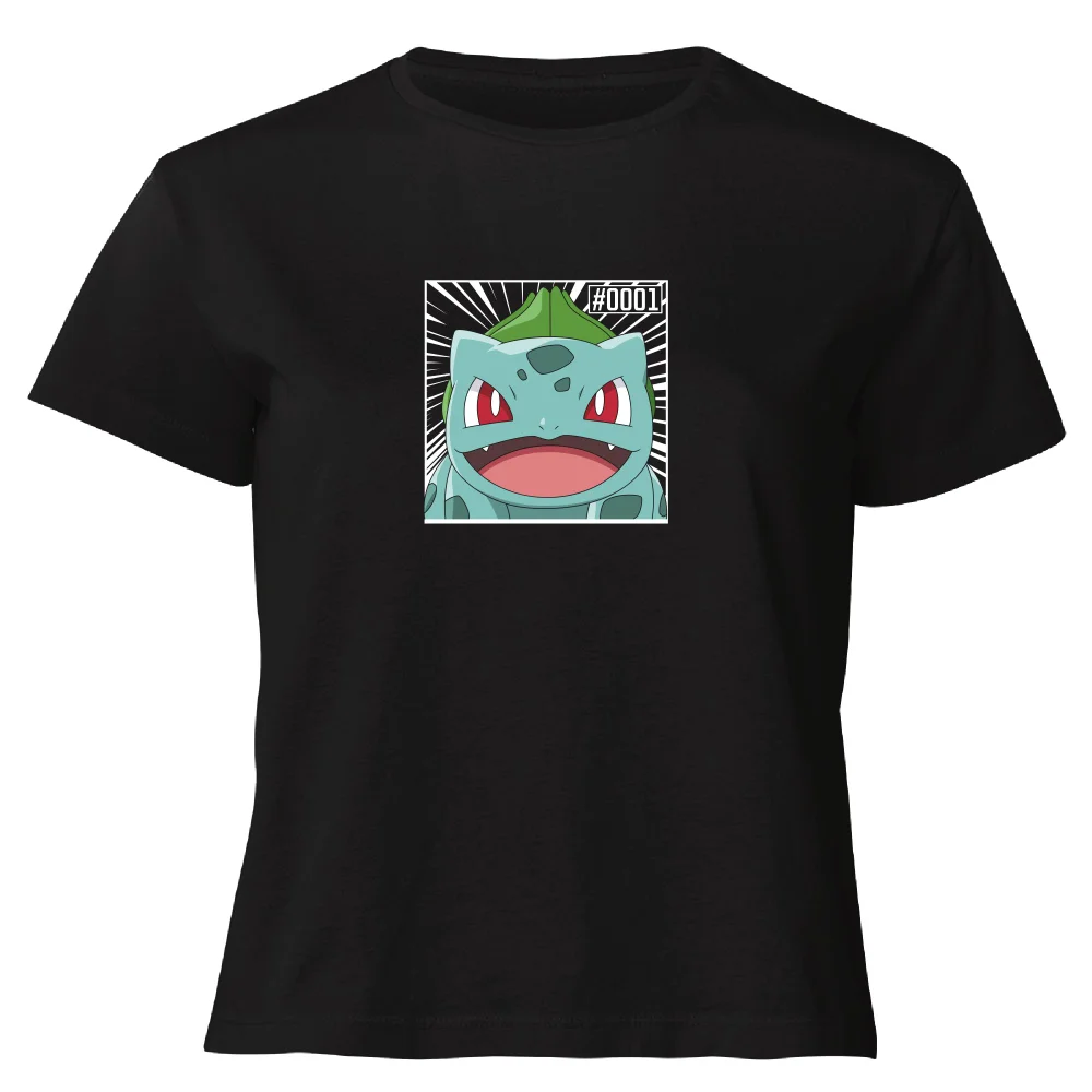 Pokémon Pokédex Bulbasaur #0001 Women's Cropped T-Shirt - Black - XS Afbeelding 1