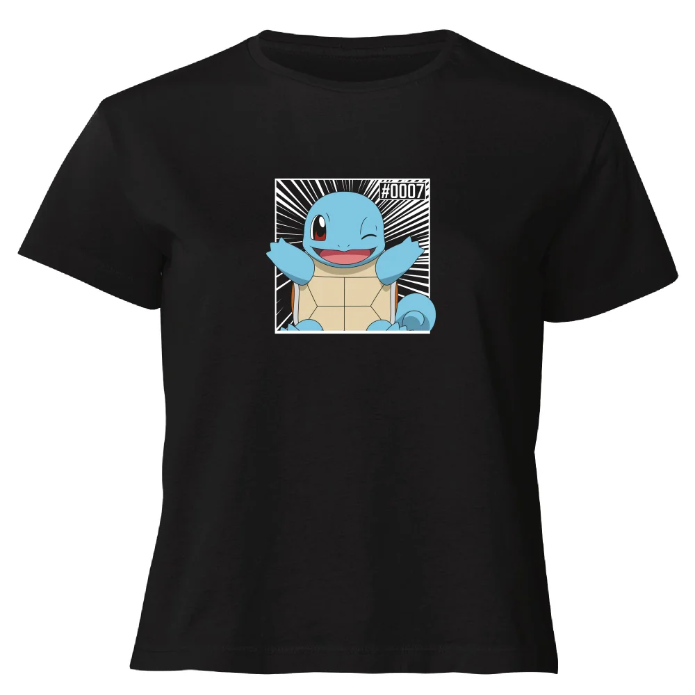 Pokémon Pokédex Squirtle #0007 Women's Cropped T-Shirt - Black - XS Afbeelding 1