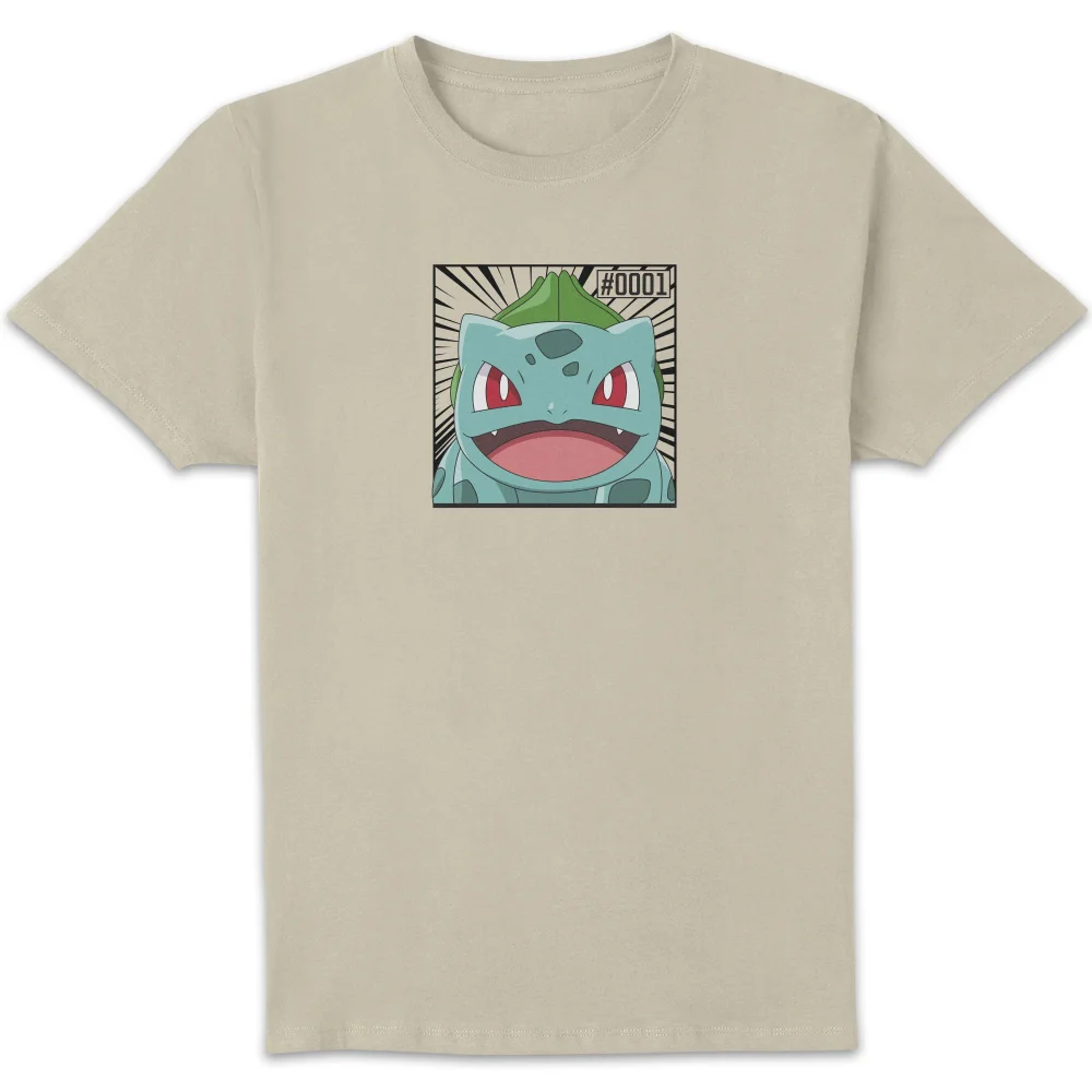 Pokémon Pokédex Bulbasaur #0001 Men's T-Shirt - Cream - L Afbeelding 1