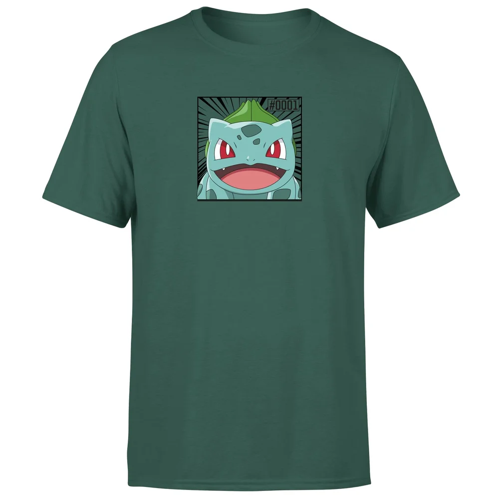 Pokémon Pokédex Bulbasaur #0001 Men's T-Shirt - Green - S Afbeelding 1