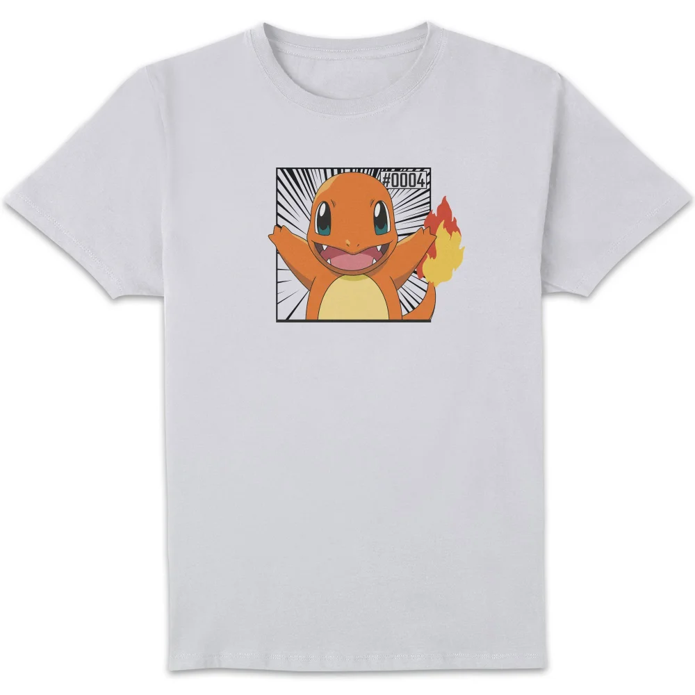 Pokémon Pokédex Charmander #0004 Men's T-Shirt - White - S Afbeelding 1