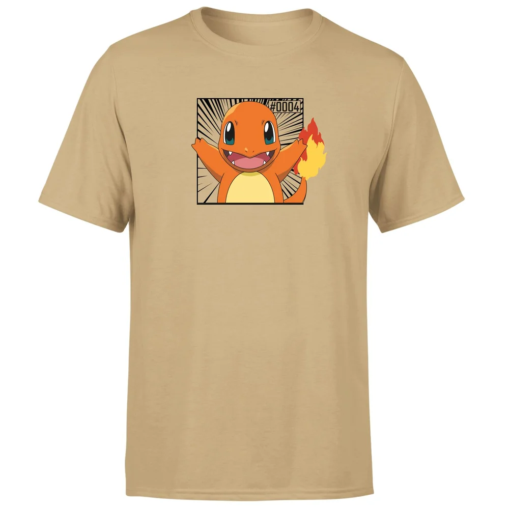 Pokémon Pokédex Charmander #0004 Men's T-Shirt - Tan - S Afbeelding 1