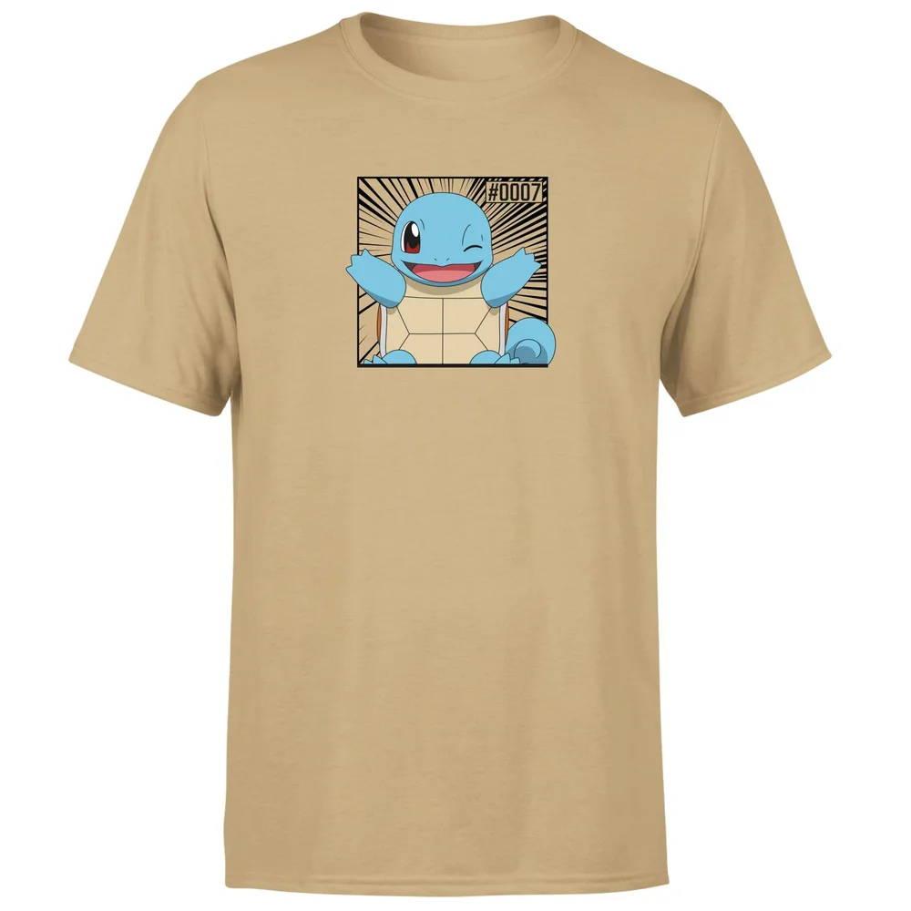 Pokémon Pokédex Squirtle #0007 Men's T-Shirt - Tan - L Afbeelding 1