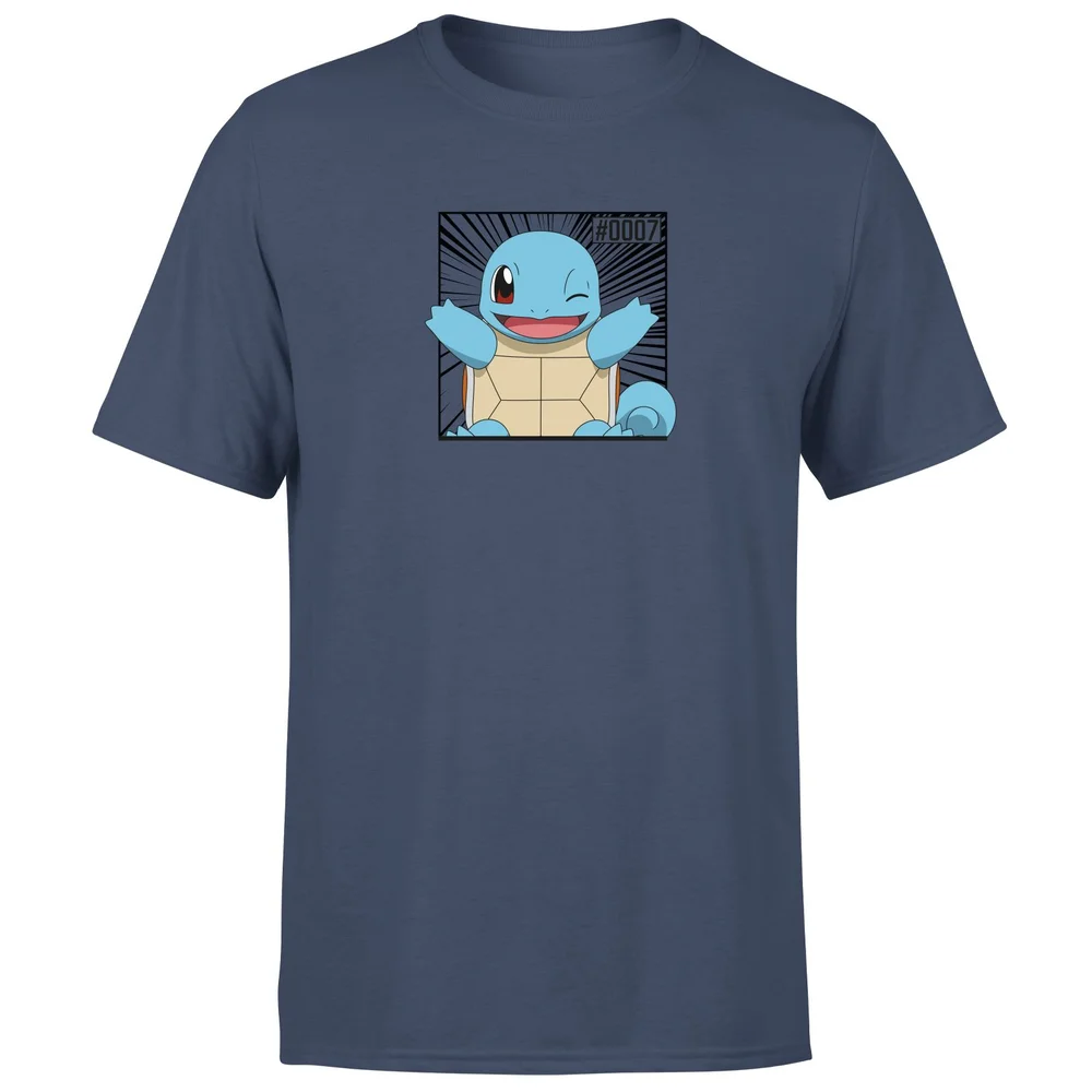 Pokémon Pokédex Squirtle #0007 Men's T-Shirt - Navy - S Afbeelding 1