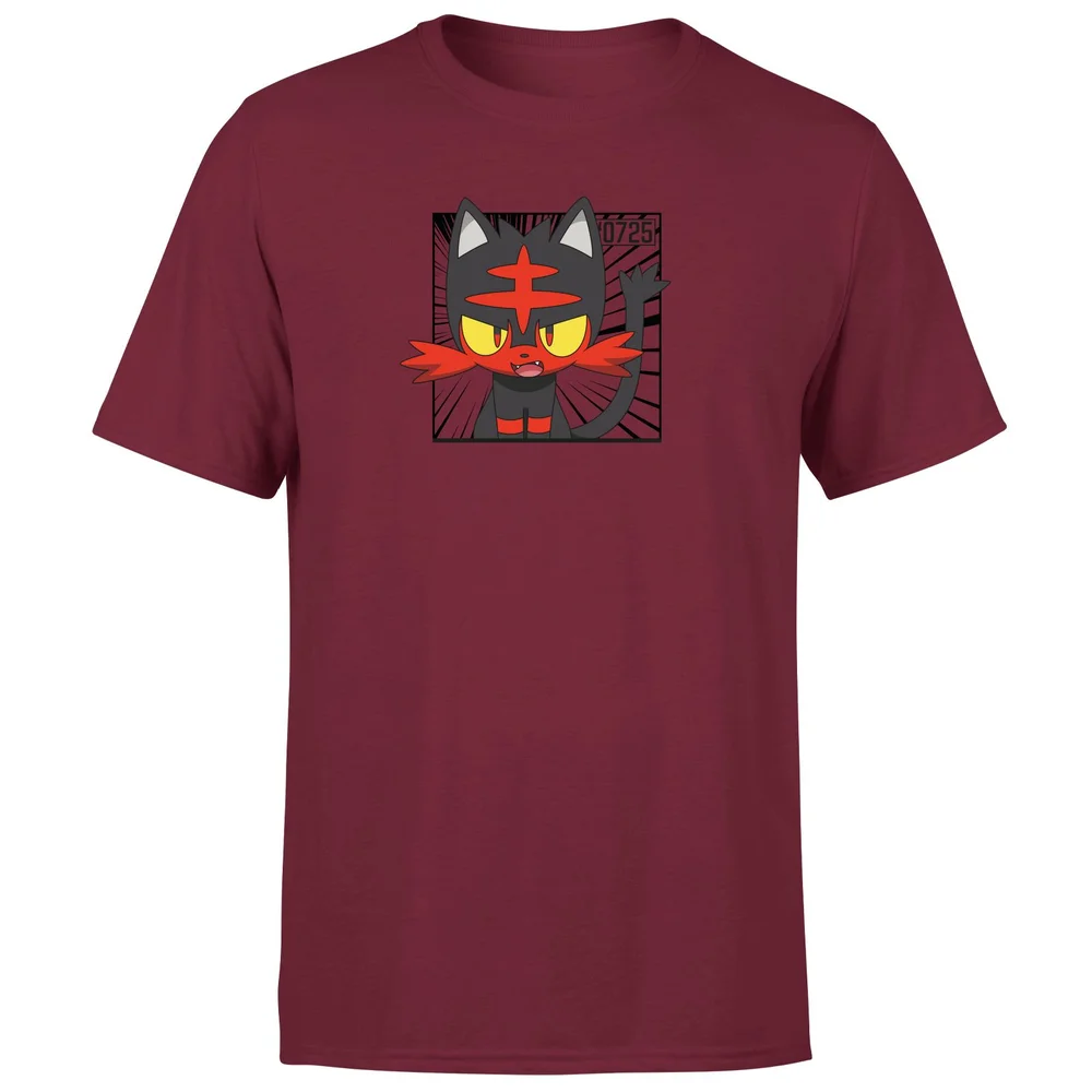 Pokemon Litten Men's T-Shirt - Burgundy - S Afbeelding 1