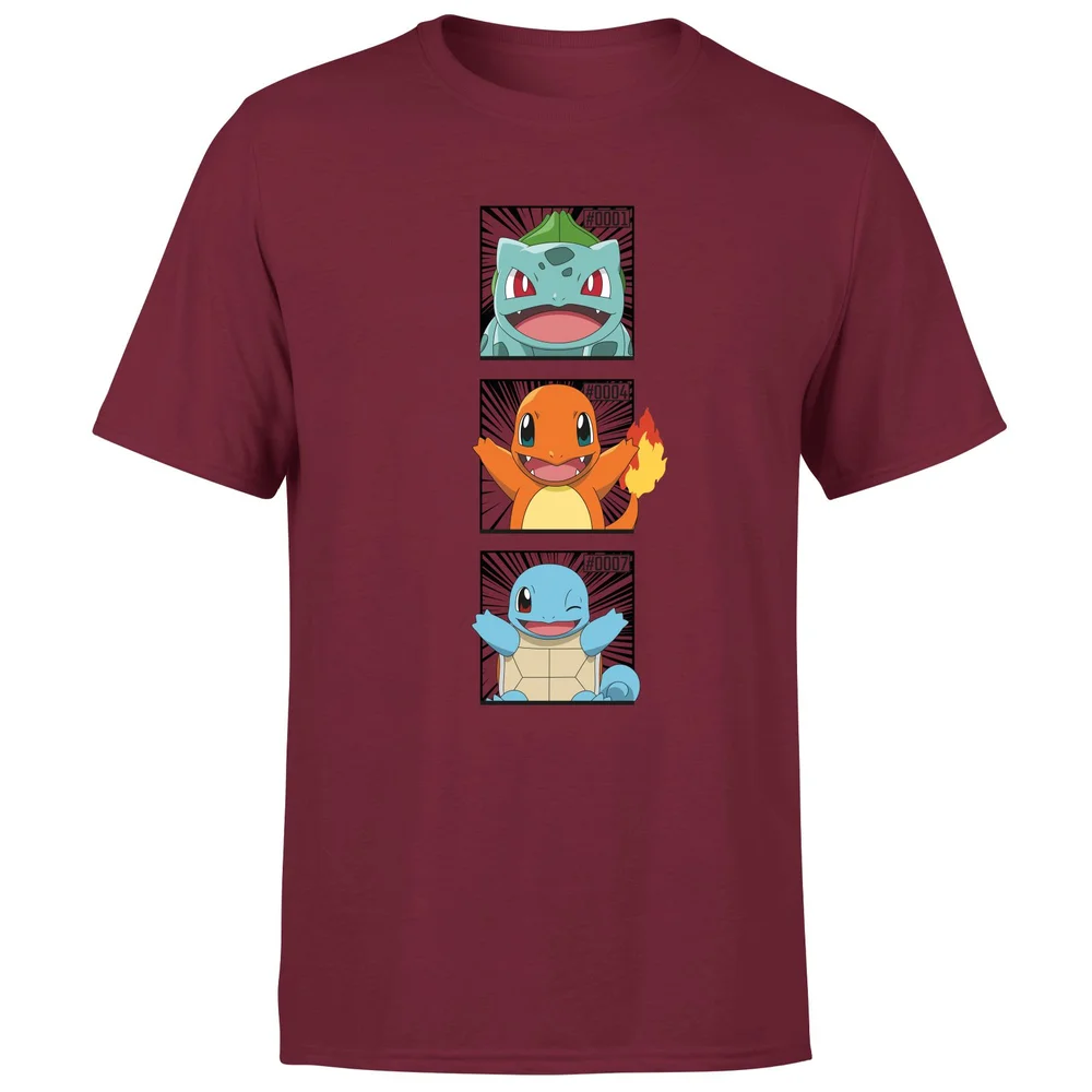 Pokemon Generation 1 Starters Men's T-Shirt - Burgundy - S Afbeelding 1
