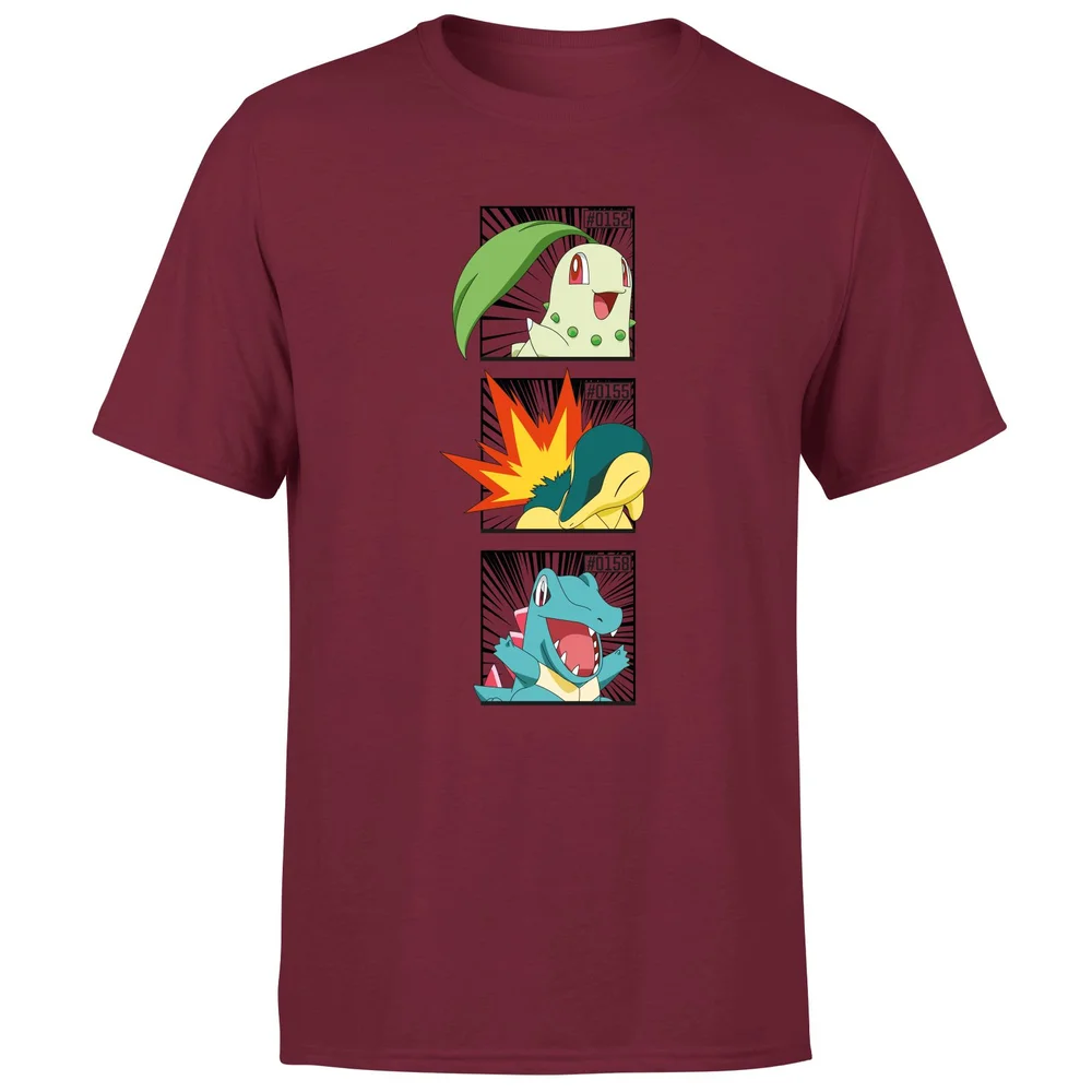 Pokemon Generation 2 Starters Men's T-Shirt - Burgundy - S Afbeelding 1