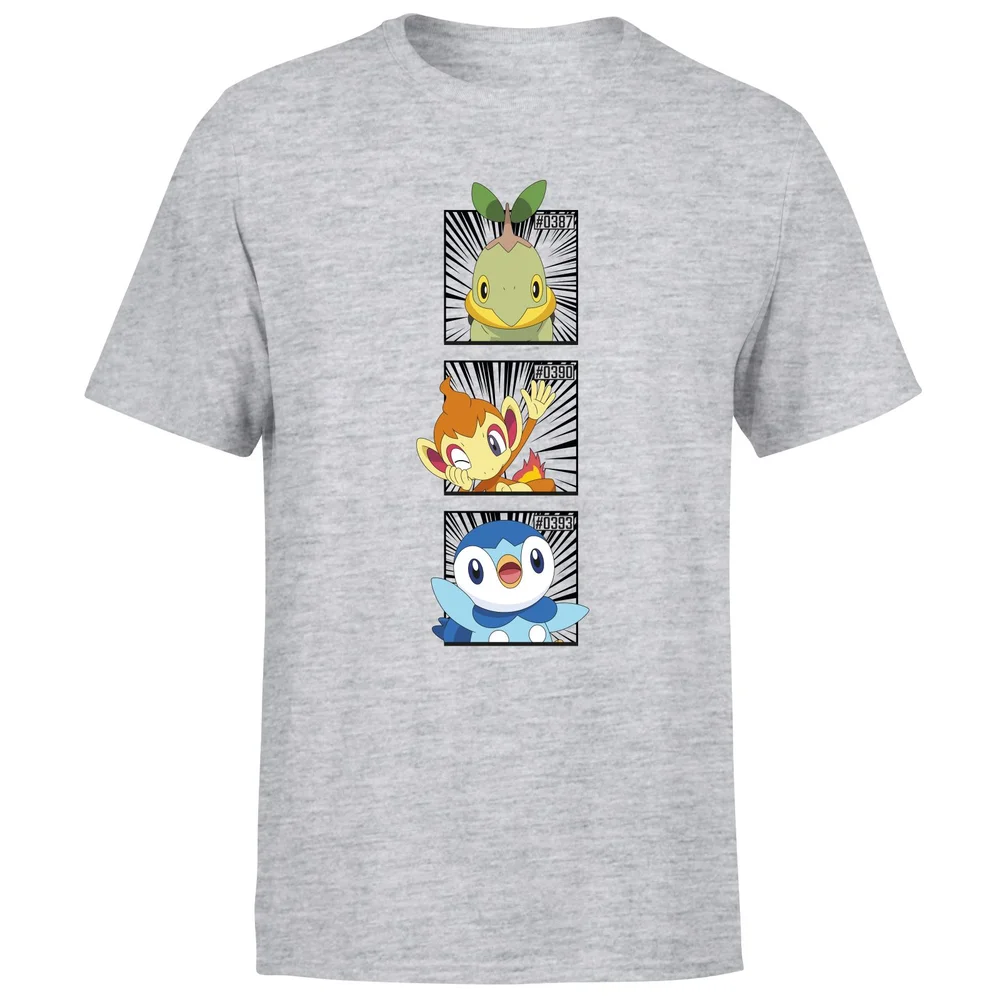 Pokemon Generation 4 Starters Men's T-Shirt - Grey - S Afbeelding 1