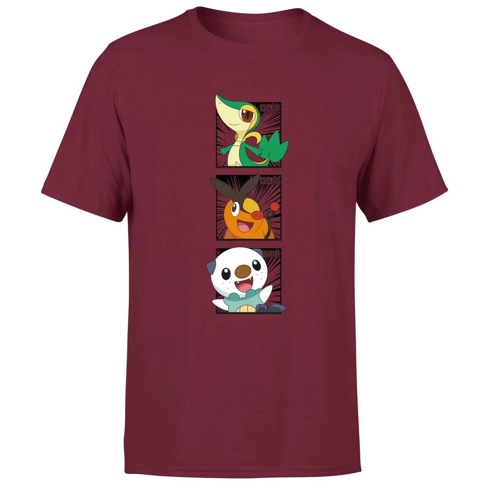 Pokemon Generation 5 Starters Men's T-Shirt - Burgundy - S Afbeelding 1
