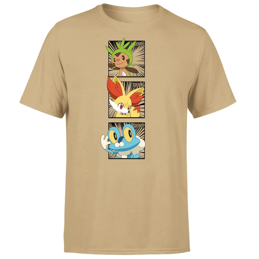Pokemon Generation 6 Starters Men's T-Shirt - Tan - S Afbeelding 1