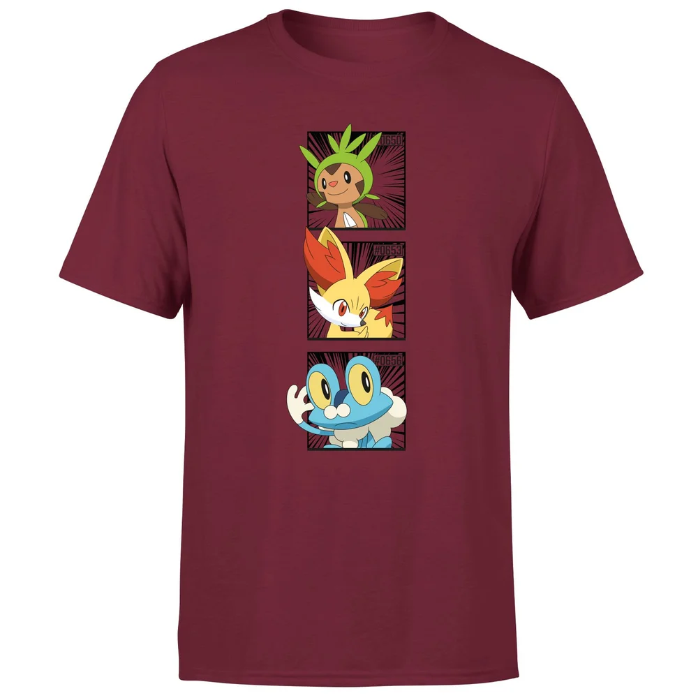 Pokemon Generation 6 Starters Men's T-Shirt - Burgundy - S Afbeelding 1