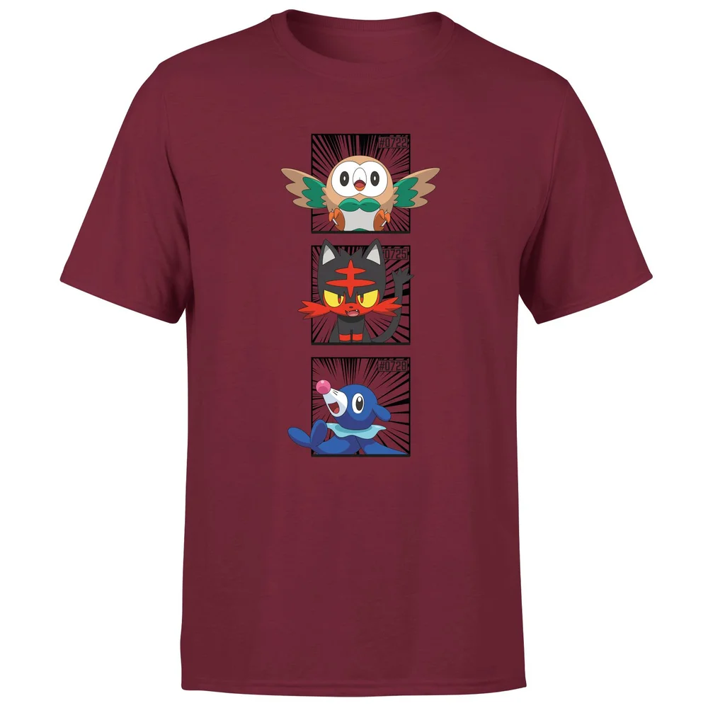 Pokemon Generation 7 Starters Men's T-Shirt - Burgundy - S Afbeelding 1