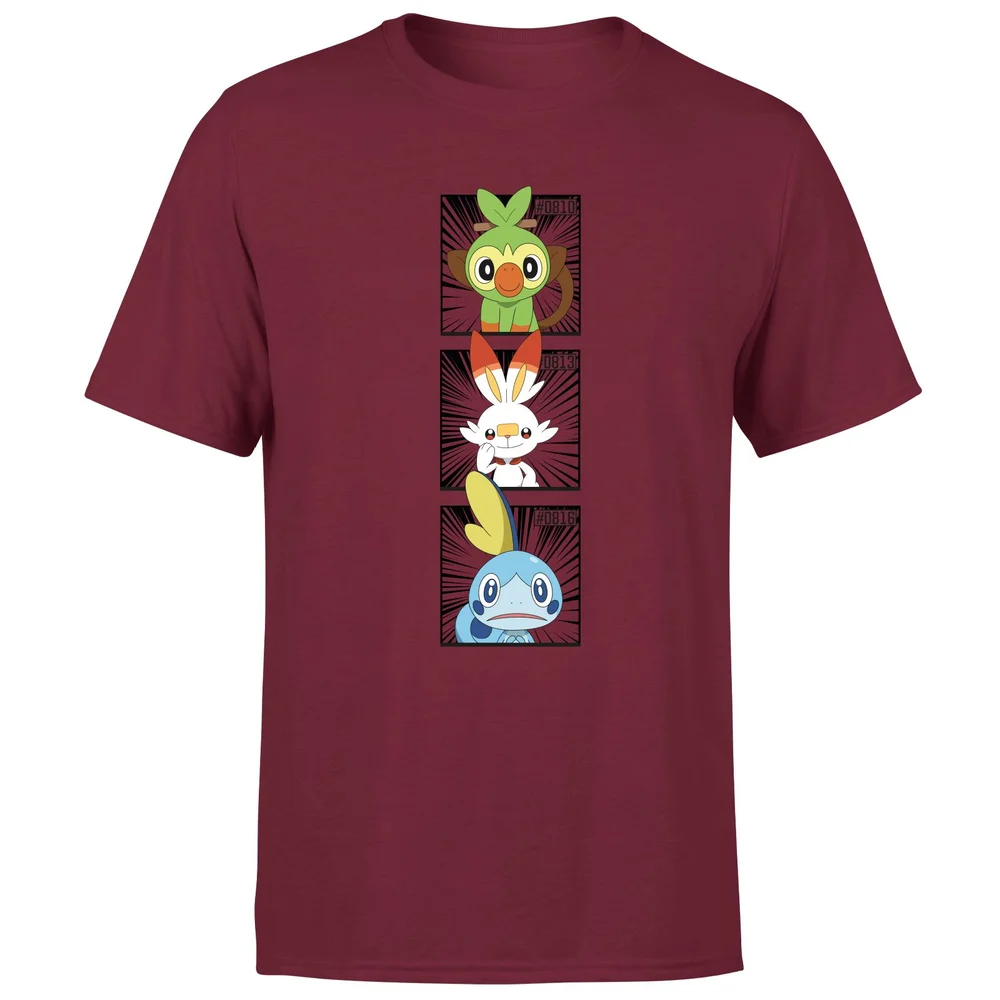 Pokemon Generation 8 Starters Men's T-Shirt - Burgundy - S Afbeelding 1