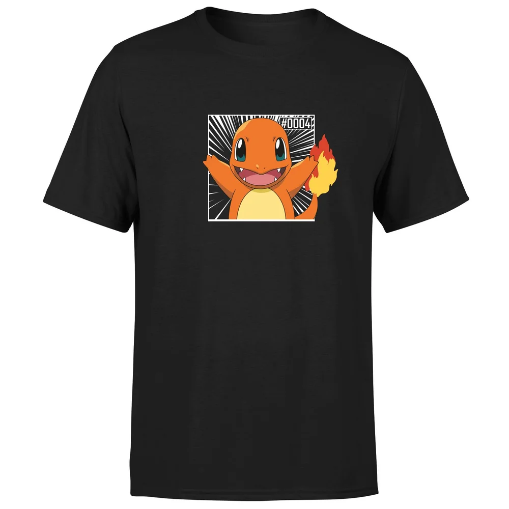 Pokémon Pokédex Charmander #0004 Men's T-Shirt - Black - S Afbeelding 1