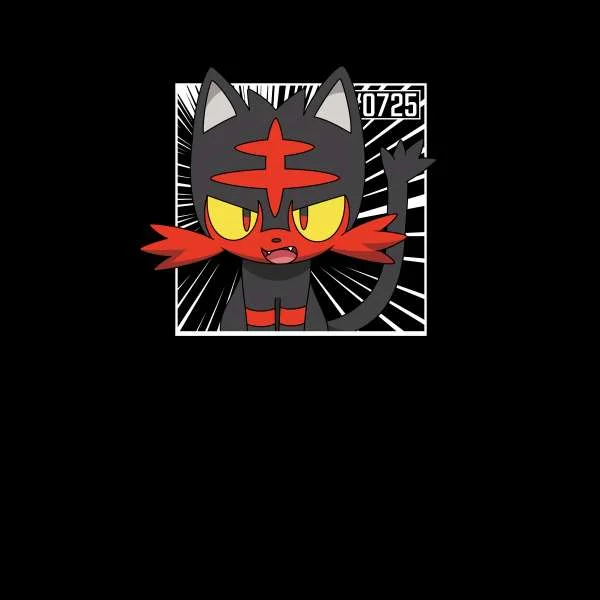 Pokemon Litten Men's T-Shirt - Black