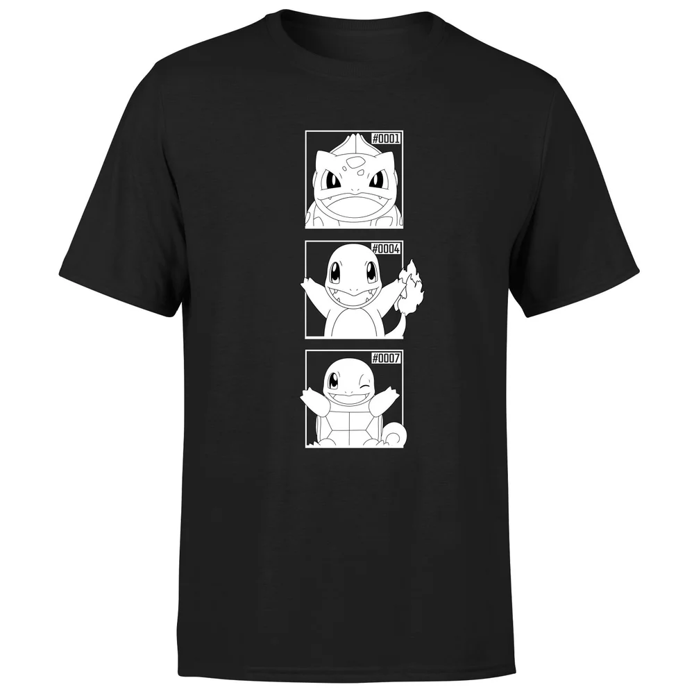 Pokemon Generation 1 Monochrome Starters Men's T-Shirt - Black - S Afbeelding 1