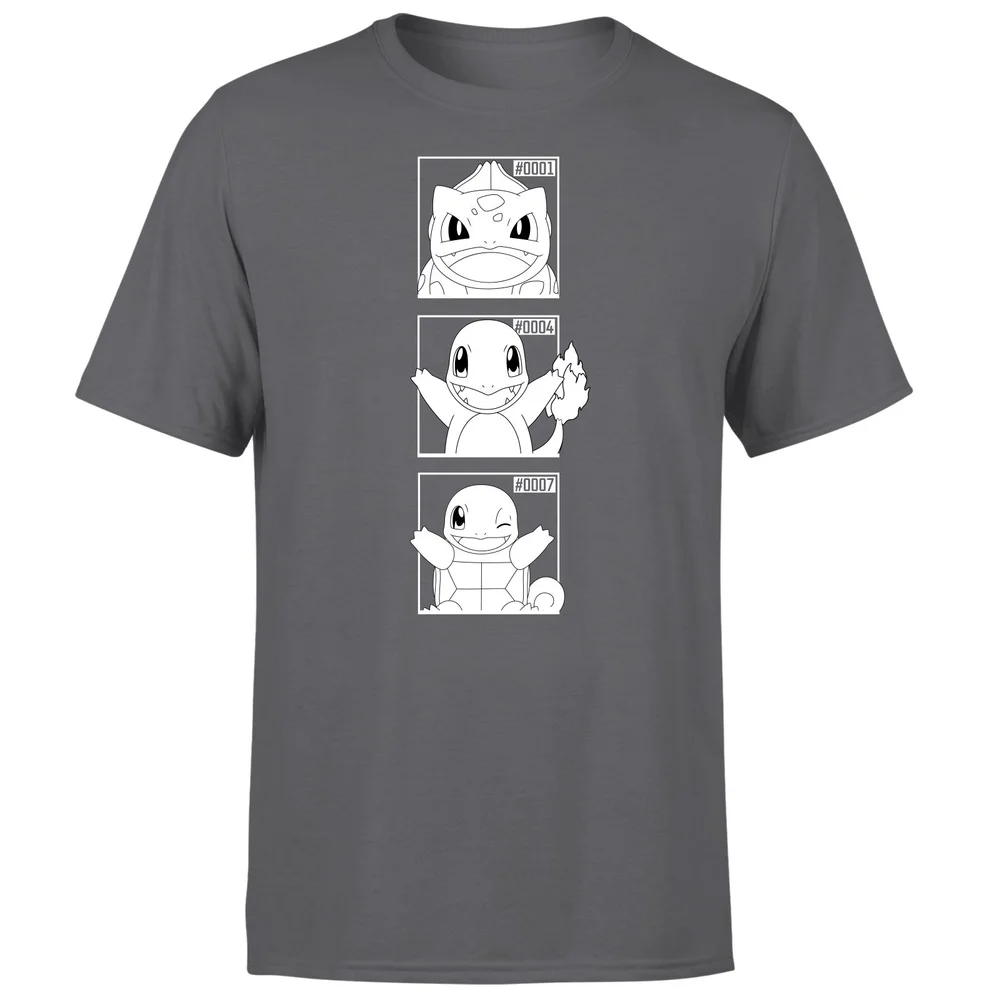 Pokemon Generation 1 Monochrome Starters Men's T-Shirt - Charcoal - S Afbeelding 1