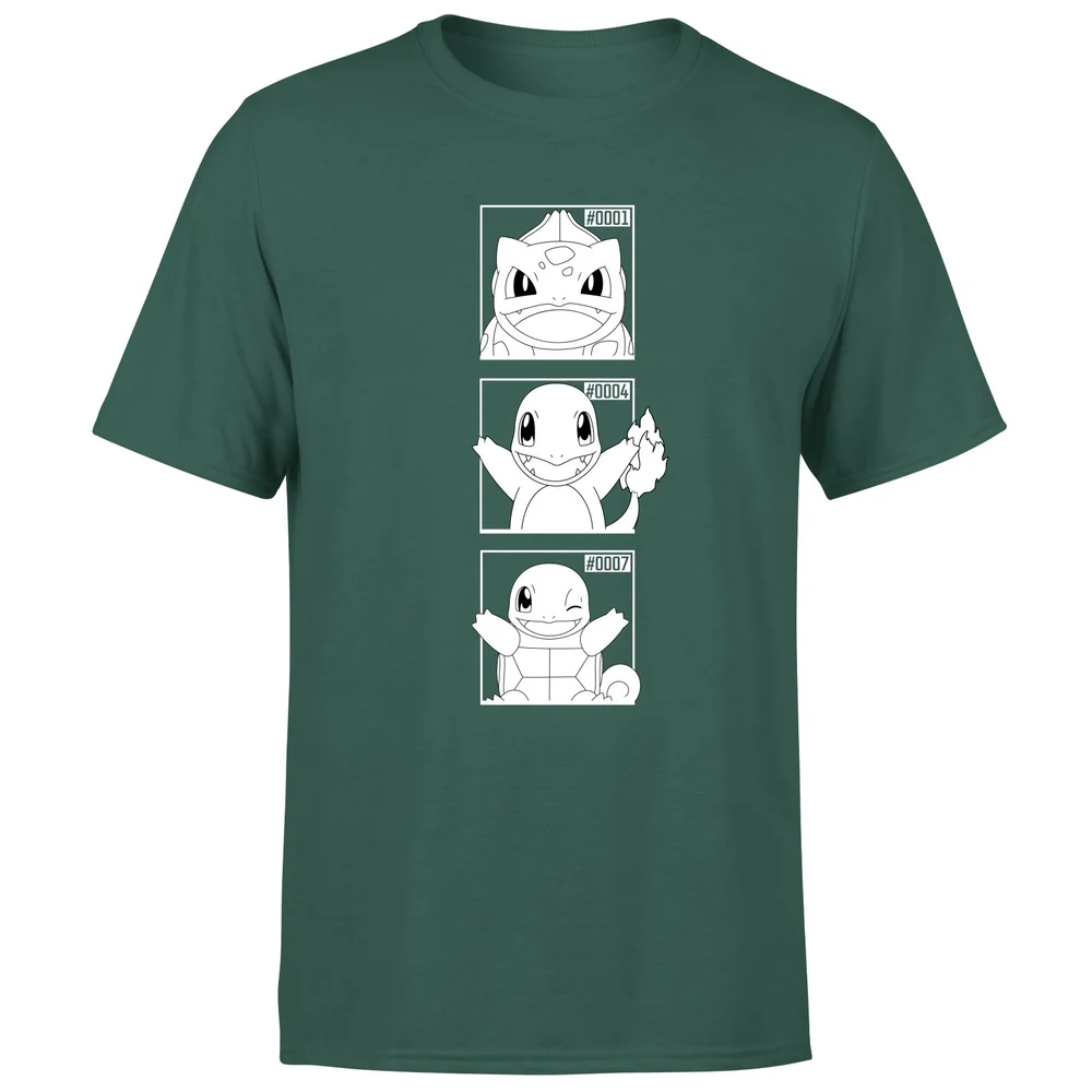 Pokemon Generation 1 Monochrome Starters Men's T-Shirt - Green - S Afbeelding 1