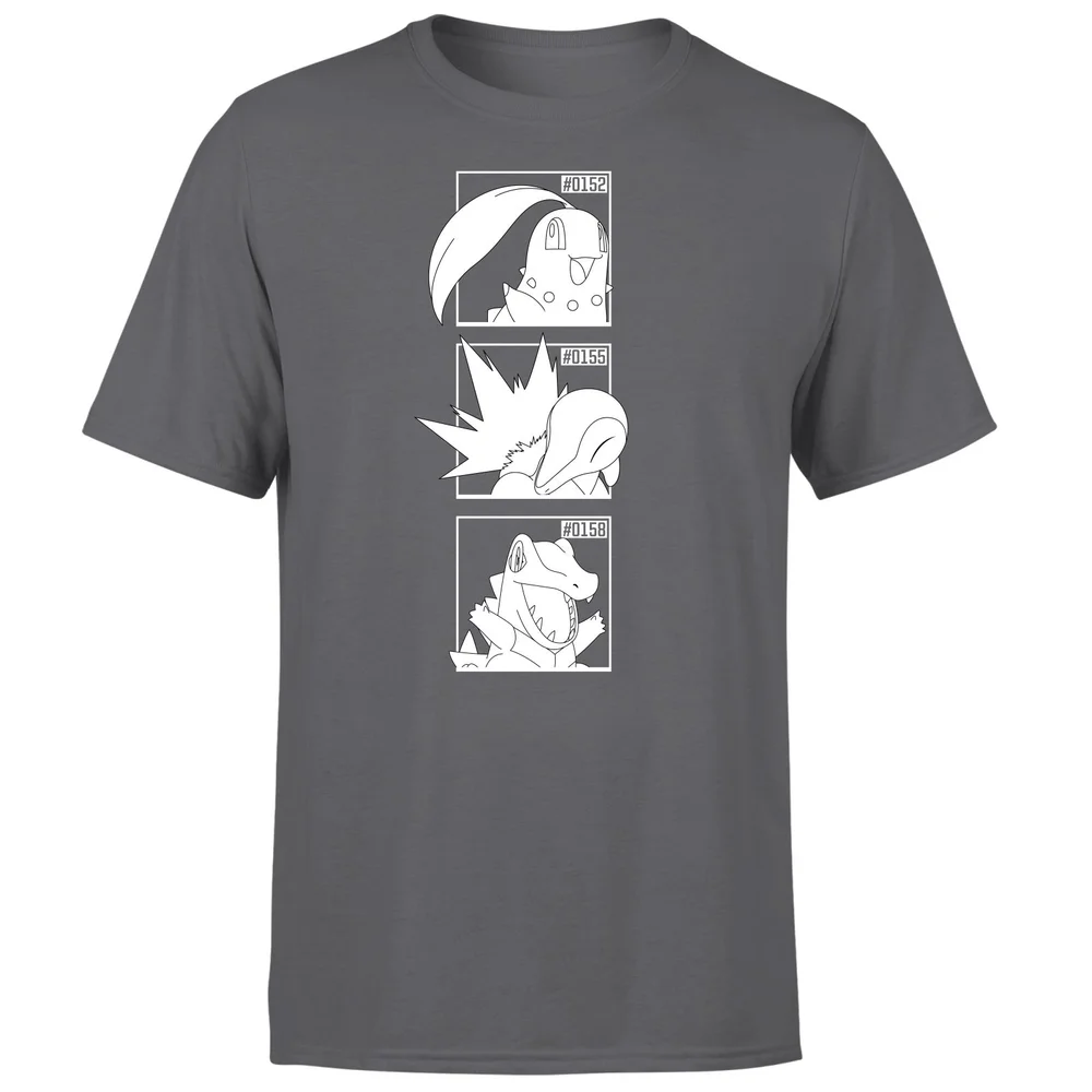 Pokemon Generation 2 Monochrome Starters Men's T-Shirt - Charcoal - S Afbeelding 1