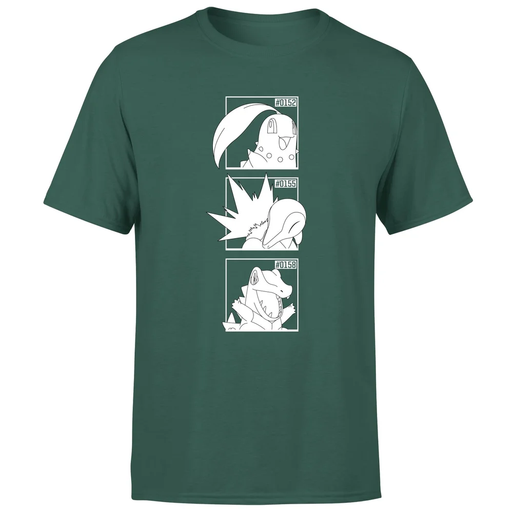Pokemon Generation 2 Monochrome Starters Men's T-Shirt - Green - S Afbeelding 1