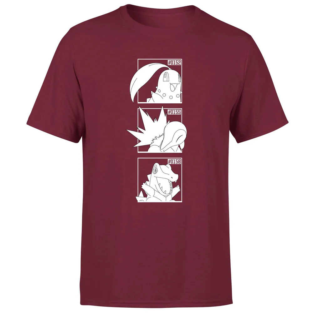 Pokemon Generation 2 Monochrome Starters Men's T-Shirt - Burgundy - S Afbeelding 1