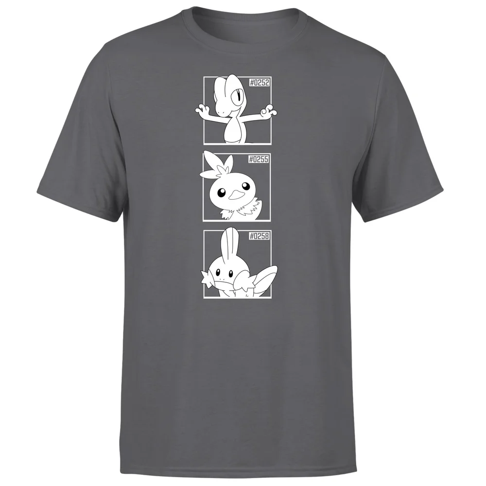 Pokemon Generation 3 Monochrome Starters Men's T-Shirt - Charcoal - S Afbeelding 1