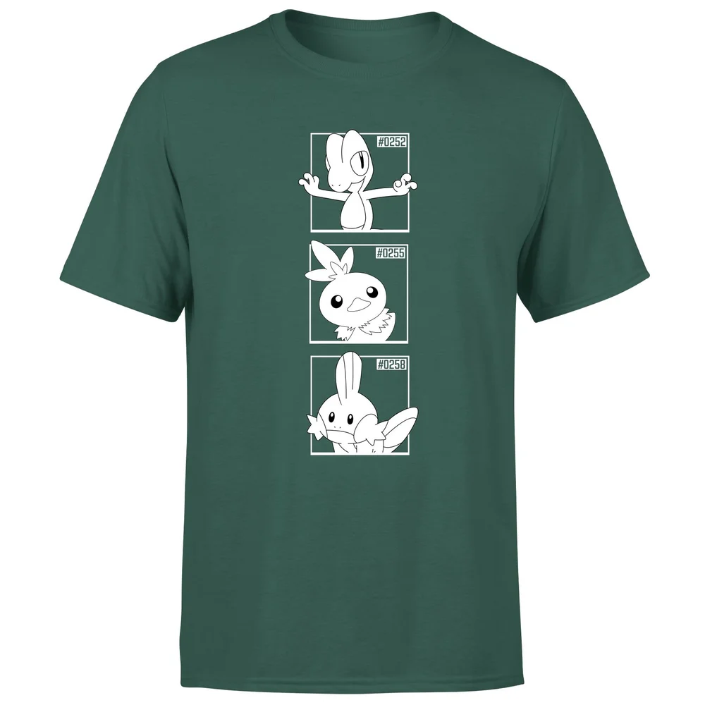 Pokemon Generation 3 Monochrome Starters Men's T-Shirt - Green - S Afbeelding 1