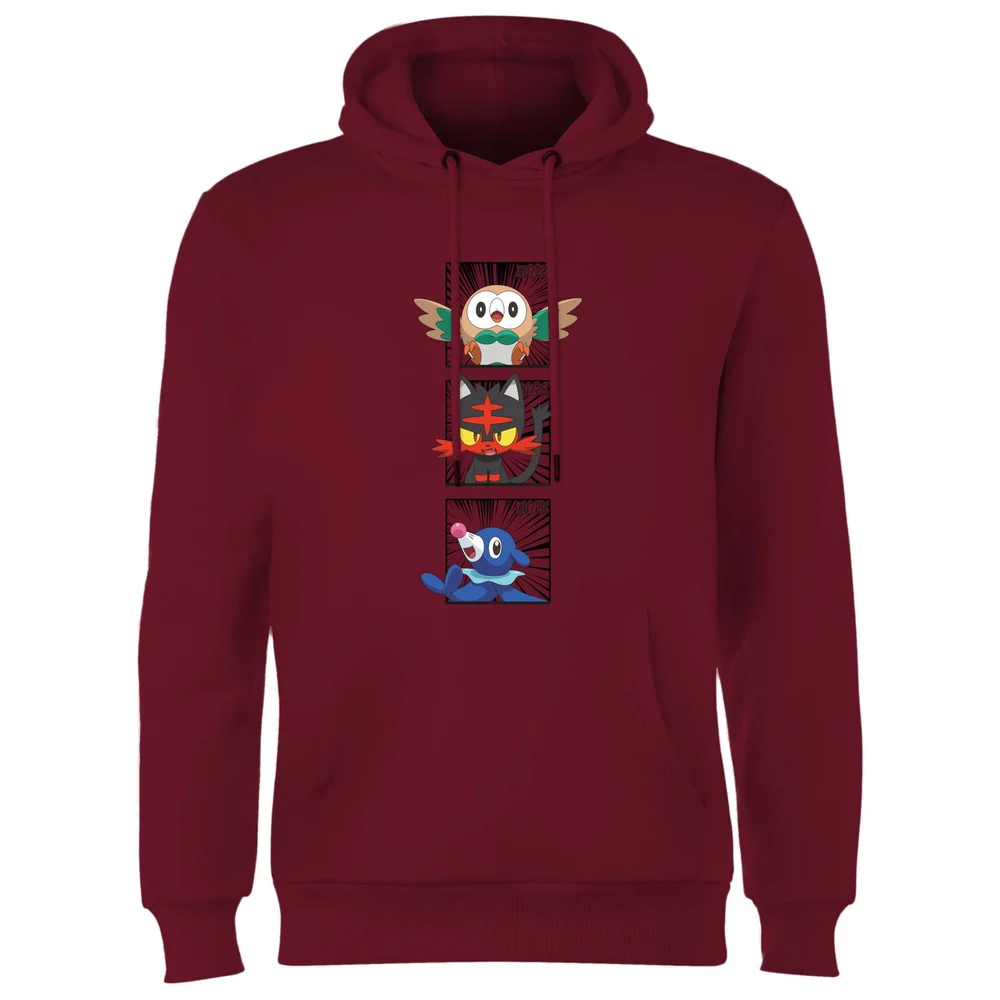 Pokemon Generation 7 Starters Hoodie - Burgundy - S Afbeelding 1