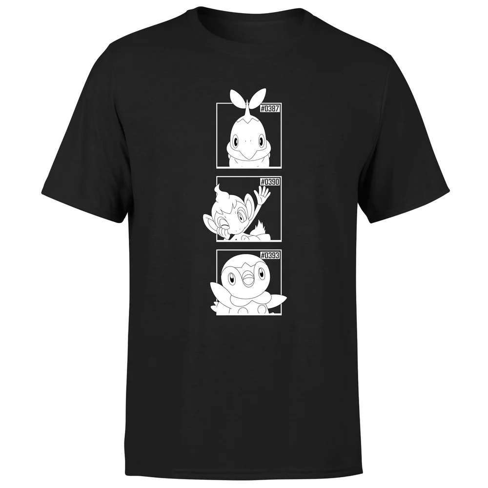 Pokemon Generation 4 Monochrome Starters Men's T-Shirt - Black - S Afbeelding 1