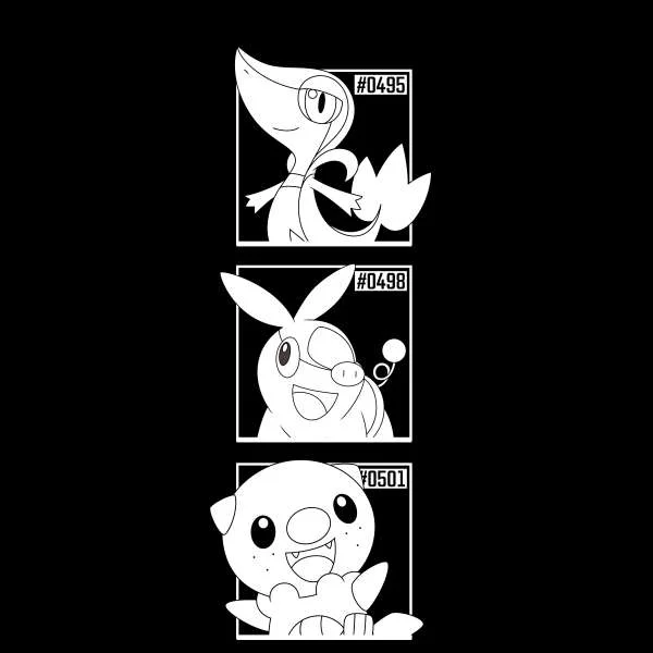 Pokemon Generation 5 Monochrome Starters Men's T-Shirt - Black