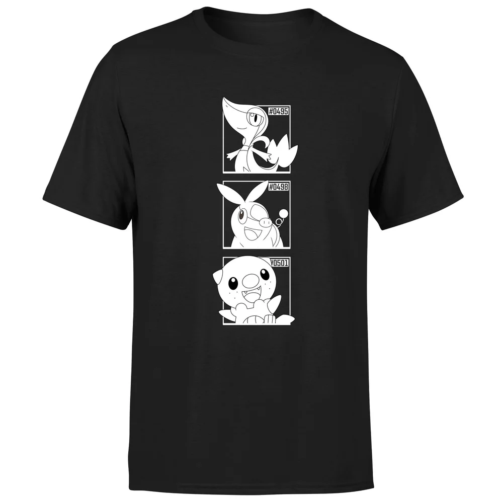 Pokemon Generation 5 Monochrome Starters Men's T-Shirt - Black - S Afbeelding 1