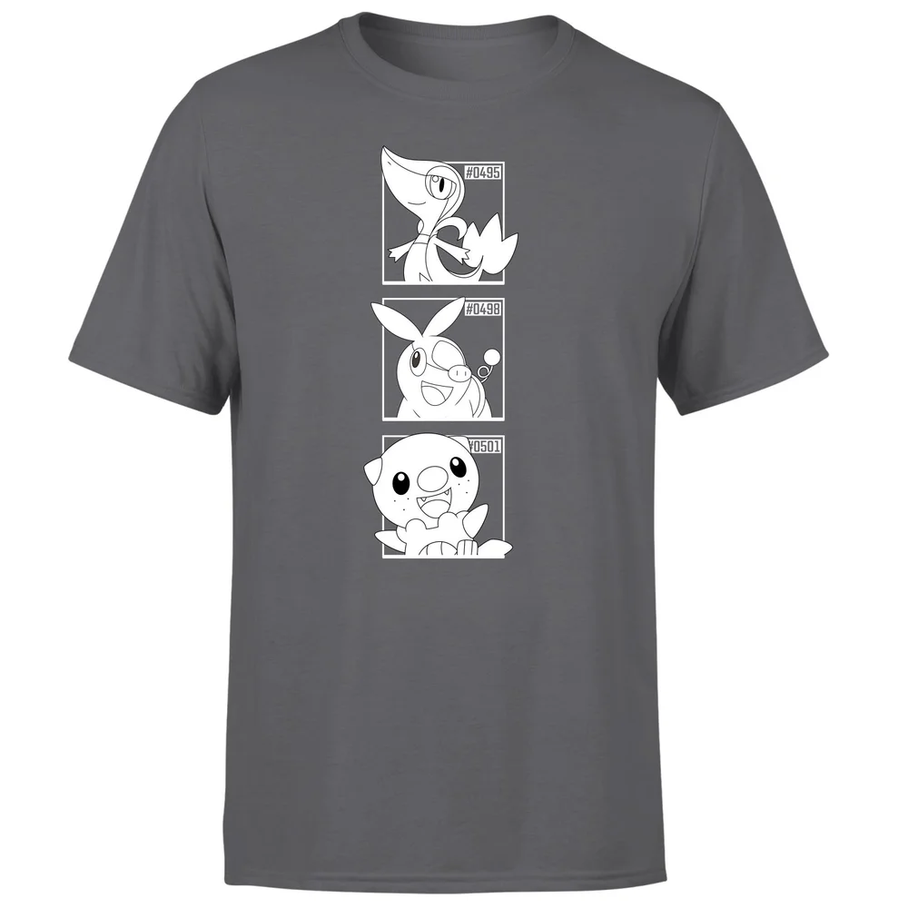 Pokemon Generation 5 Monochrome Starters Men's T-Shirt - Charcoal - S Afbeelding 1