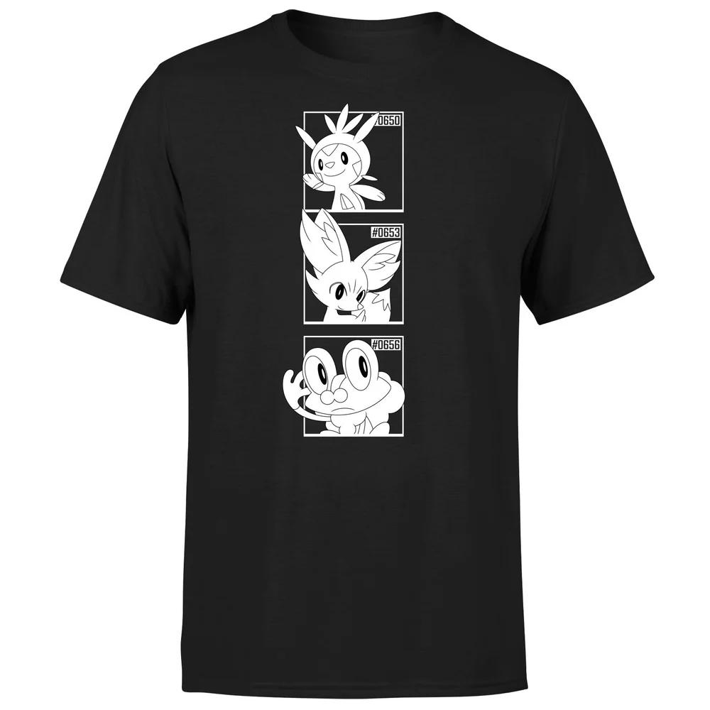 Pokemon Generation 6 Monochrome Starters Men's T-Shirt - Black - S Afbeelding 1