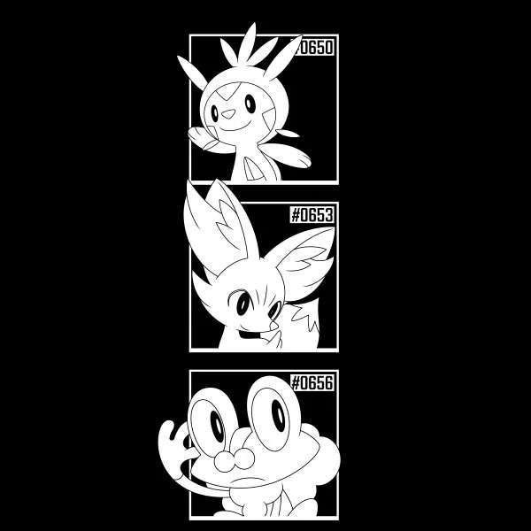 Pokemon Generation 6 Monochrome Starters Men's T-Shirt - Black