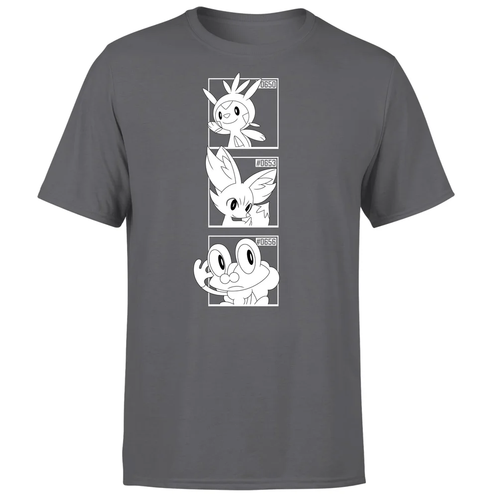 Pokemon Generation 6 Monochrome Starters Men's T-Shirt - Charcoal - S Afbeelding 1
