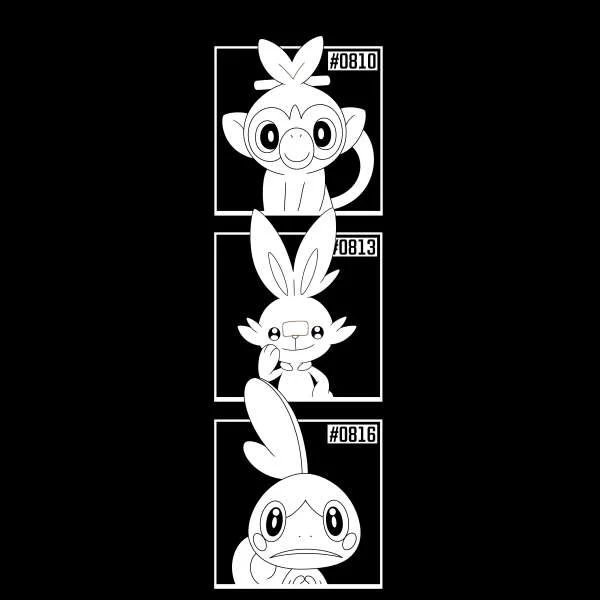 Pokemon Generation 8 Monochrome Starters Men's T-Shirt - Black