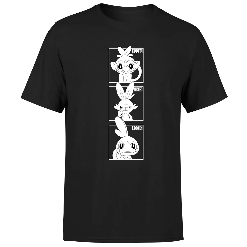 Pokemon Generation 8 Monochrome Starters Men's T-Shirt - Black - S Afbeelding 1