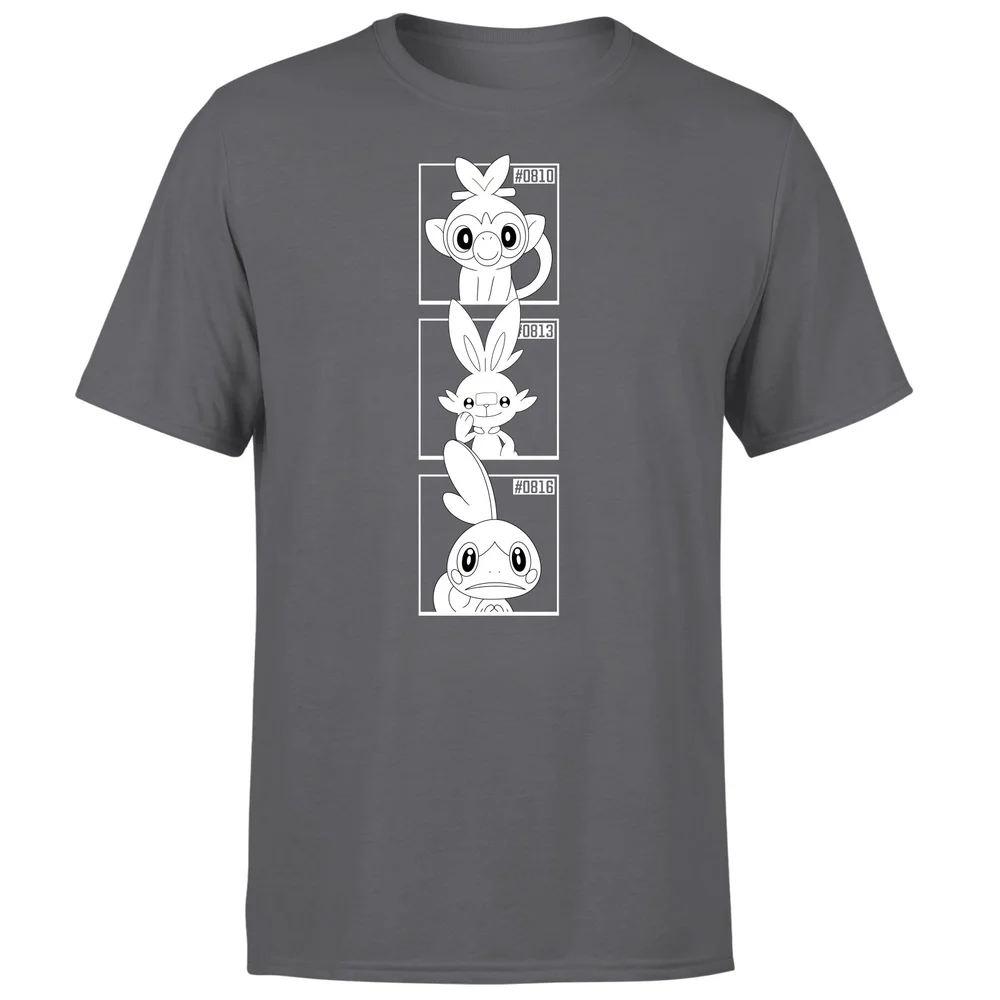 Pokemon Generation 8 Monochrome Starters Men's T-Shirt - Charcoal - M Afbeelding 1