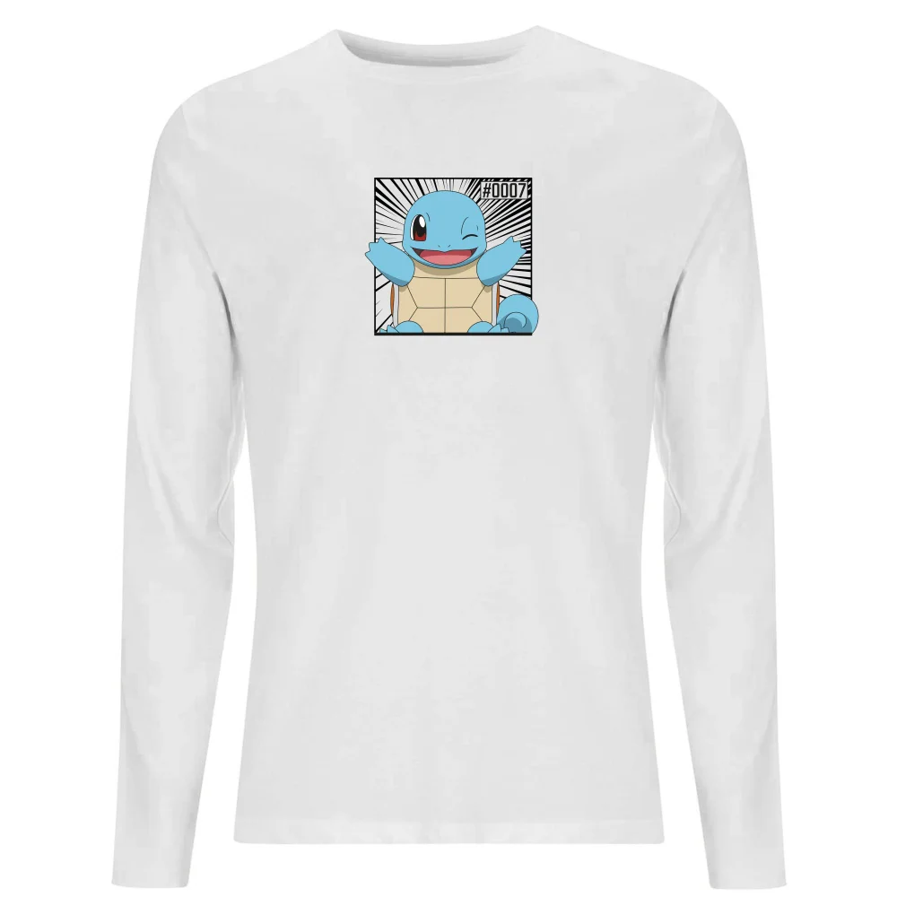 Pokémon Pokédex Squirtle #0007 Men's Long Sleeve T-Shirt - White - S Afbeelding 1