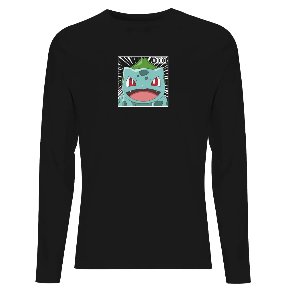 Pokémon Pokédex Bulbasaur #0001 Men's Long Sleeve T-Shirt - Black - S Afbeelding 1