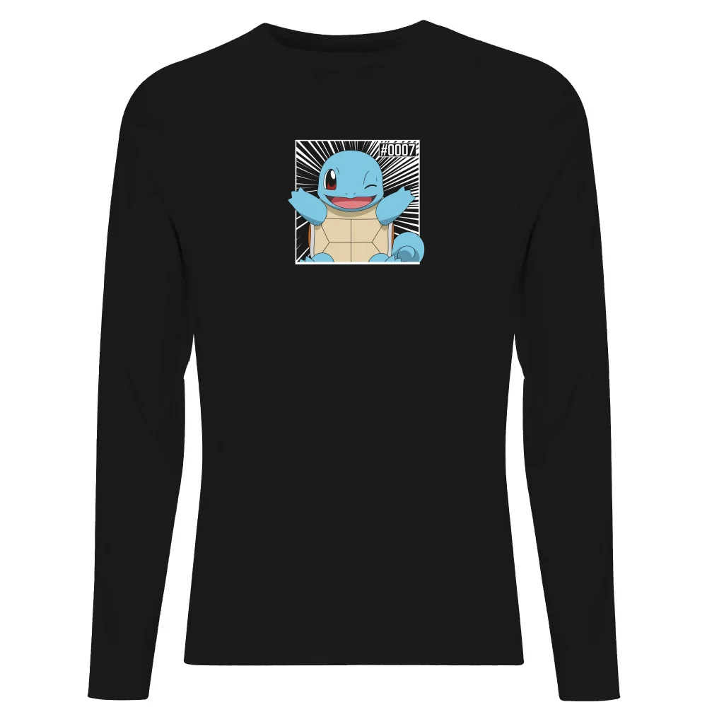 Pokémon Pokédex Squirtle #0007 Men's Long Sleeve T-Shirt - Black - S Afbeelding 1