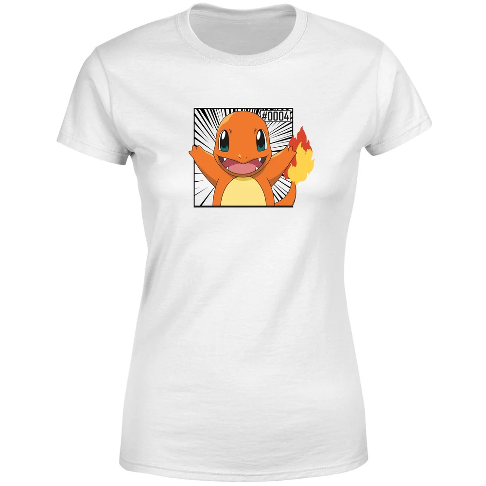 Pokémon Pokédex Charmander #0004 Women's T-Shirt - White - XS Afbeelding 1