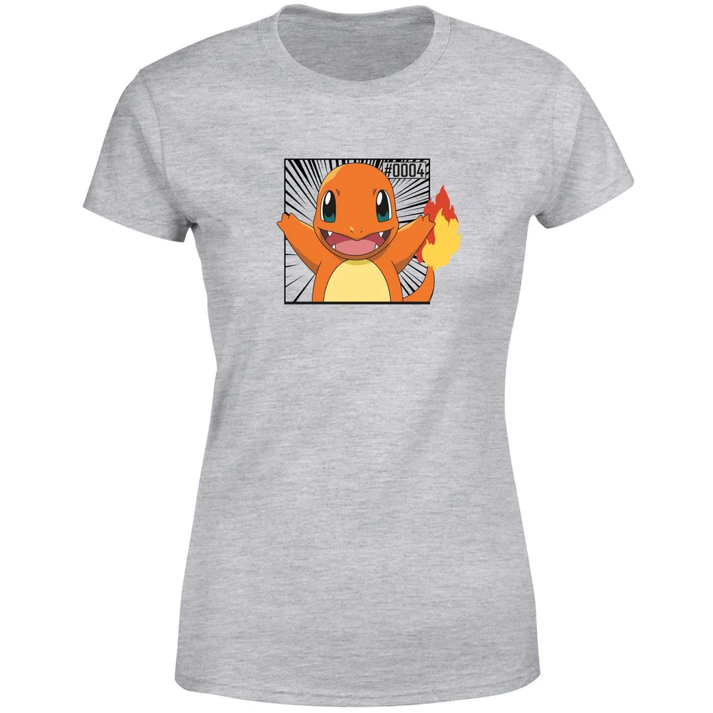 Pokémon Pokédex Charmander #0004 Women's T-Shirt - Grey - XS Afbeelding 1
