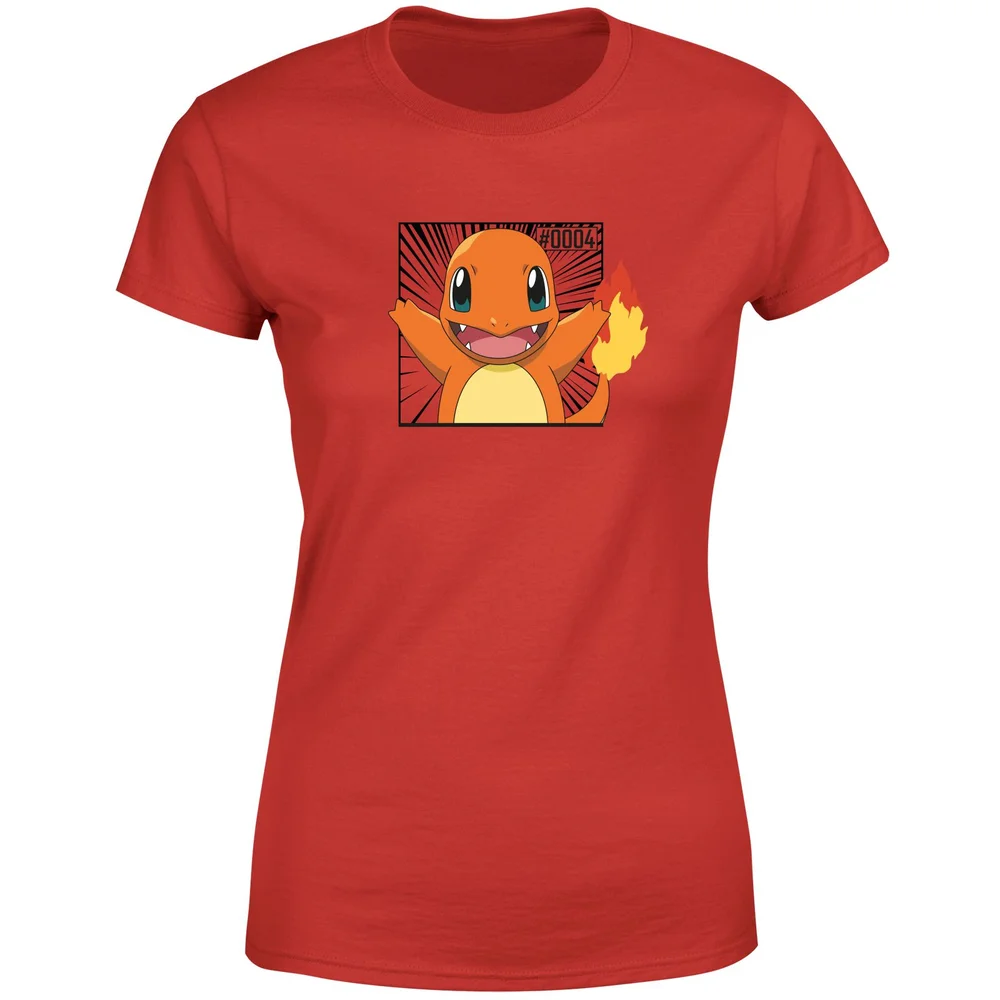 Pokémon Pokédex Charmander #0004 Women's T-Shirt - Red - XS Afbeelding 1