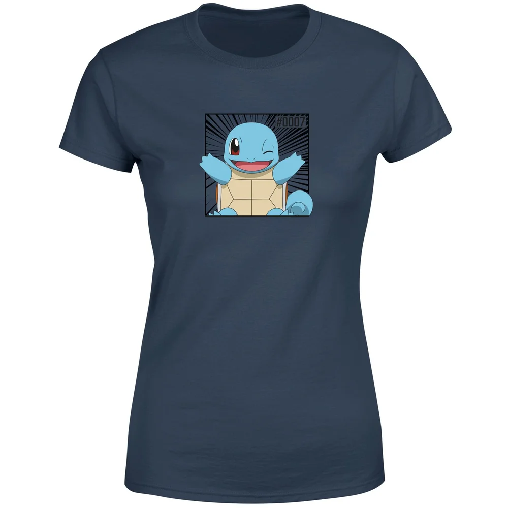 Pokémon Pokédex Squirtle #0007 Women's T-Shirt - Navy - XS Afbeelding 1