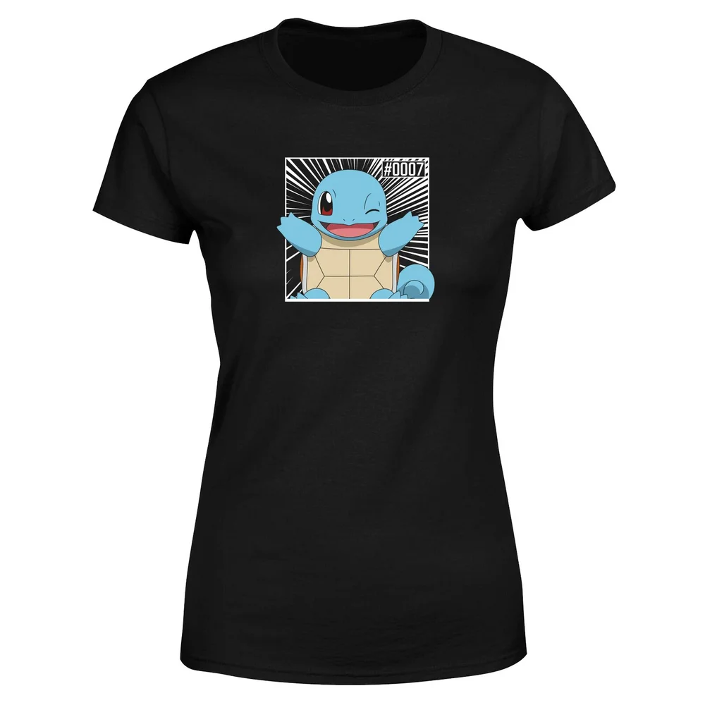Pokémon Pokédex Squirtle #0007 Women's T-Shirt - Black - XS Afbeelding 1